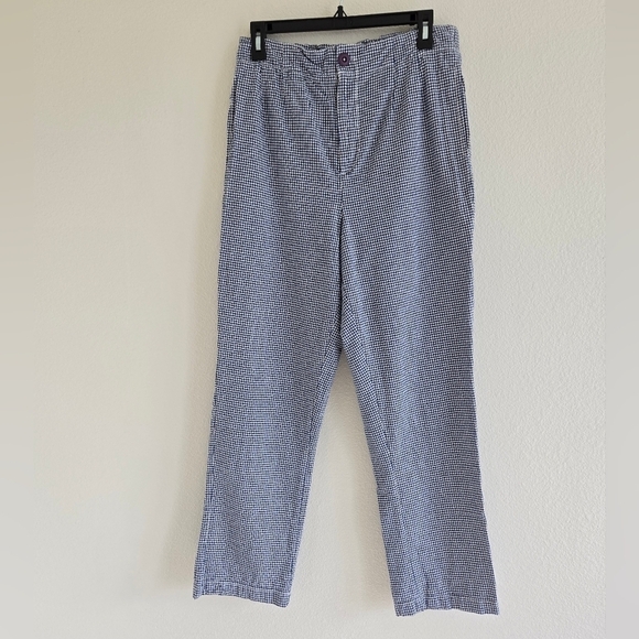 Free People Kate Plaid Straight Leg Pant Blue & White Check size Medium - Picture 3 of 16